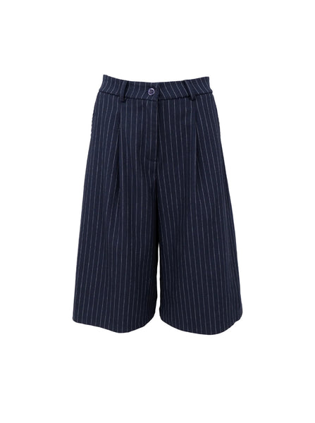 black Colour BCCapone Pleated Long Shorts - Navy