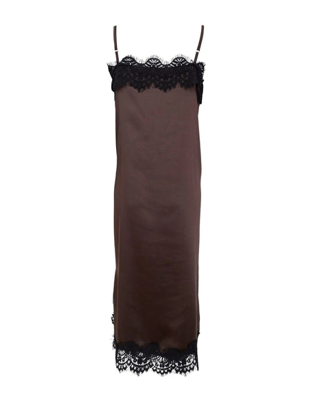 Black Colour BCEvie Lace Strap Dress - Coffee