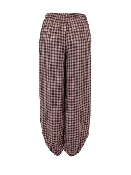 Black Colour BCMalle Balloon Check Trouser - Brown