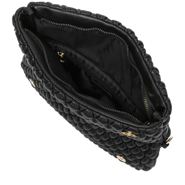 Every Other Quilted Flap Over Clutch Cross Body Bag - Black
