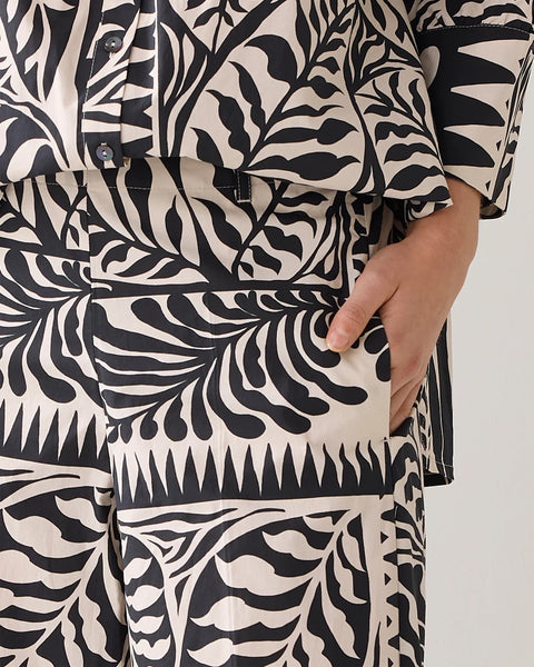 Summum Woman Trousers with Two-tone Print - Black 7/8th length