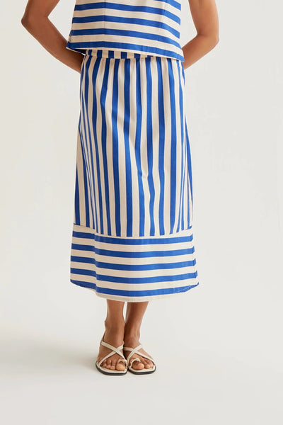 Compania Fantastica Bamboo Blue Stripe Midi Skirt - Blue Stripe