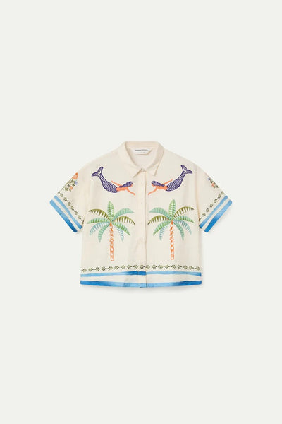Compania Fantastic Palm & Mermaid Print Shirt