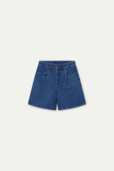 Compania Fantastica Blue Denim Shorts with Wavy Detail - Blue Denim