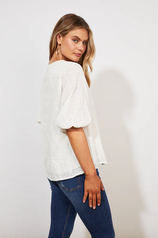 Haven Naxos Broderie Anglaise Blouse - Coconut