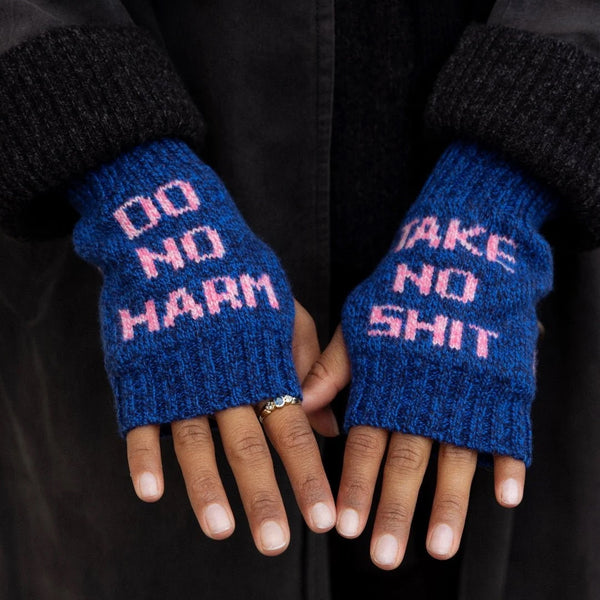 Black & Beech Do No Harm Take No Shit Wrist Warmers in Cliona