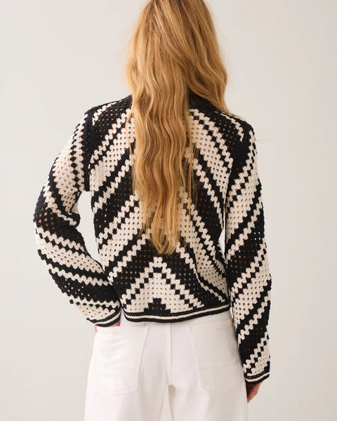 Summum Woman Crochet Cardigan with Diagonal Pattern