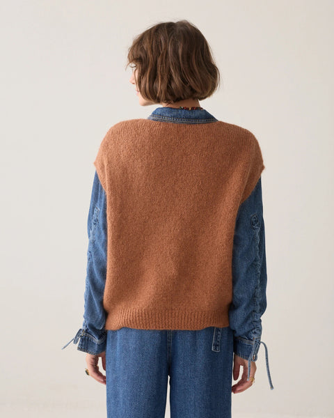 Summum Woman Spencer Mohair Sleeveless V-Neck Knit - Brown