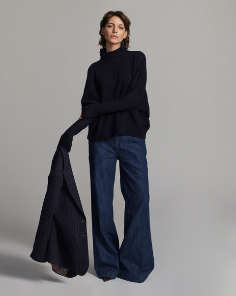 Summum Woman Batwing Jumper - Soft Melange Navy