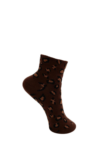 Black Colour BCCalla Leopard Sock - Coffee