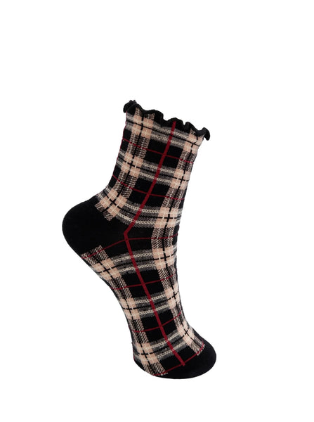 Black Colour BCKelby Check Sock - Black