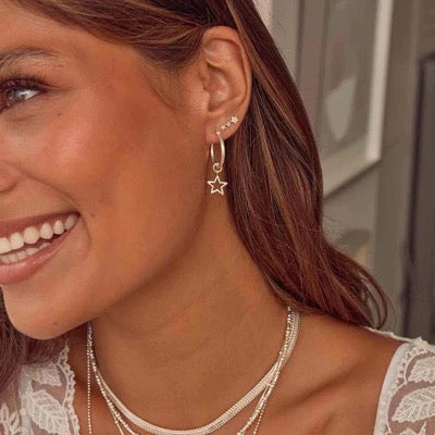 ChloBo Shooting Star Cuff Earrings - Silver