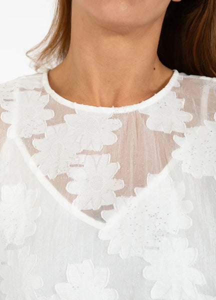 Coster Copenhagen Lace Blouse with Balloon Sleeve - White