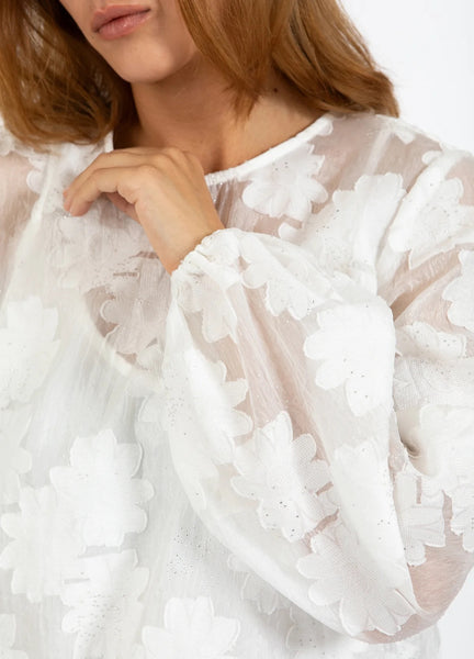 Coster Copenhagen Lace Blouse with Balloon Sleeve - White