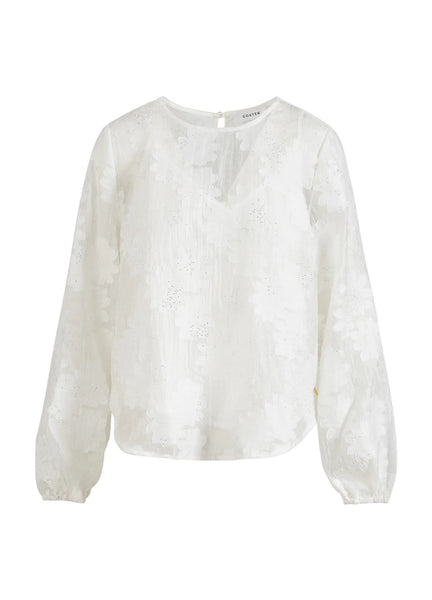 Coster Copenhagen Lace Blouse with Balloon Sleeve - White