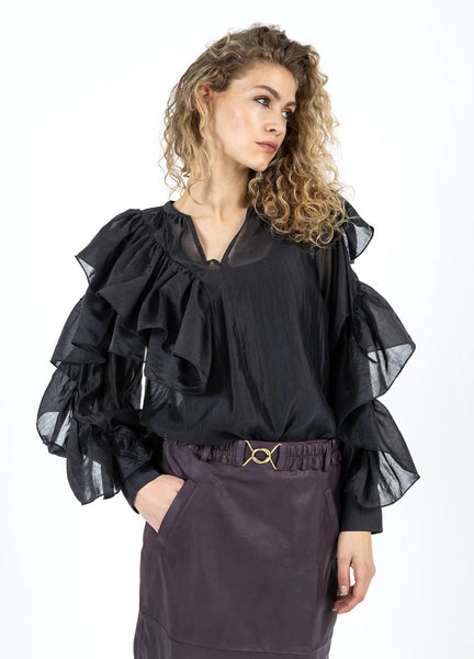 Coster Copenhagen Blouse with Ruffles - Black