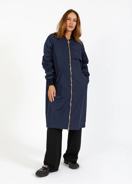 Coster Copenhagen Long Bomber Jacket - Navy