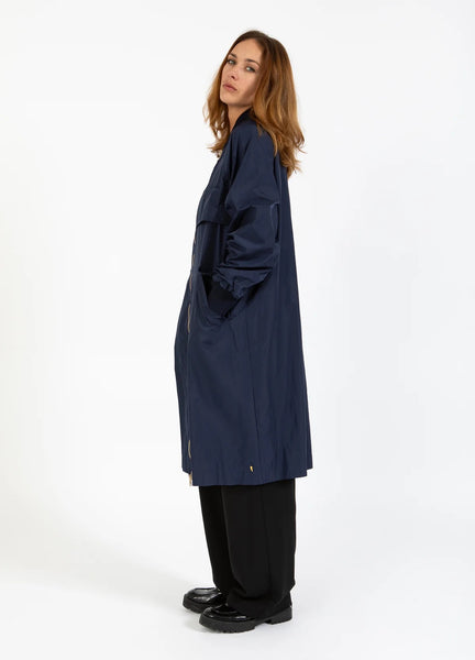 Coster Copenhagen Long Bomber Jacket - Navy