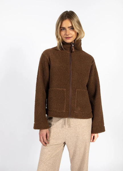 Coster Copenhagen Jamie Fleece Zip Sweater - Chocolate Brown