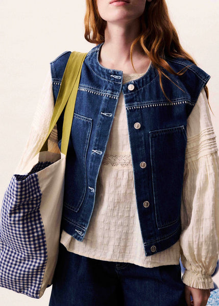 FRNCH Victory Denim Vest - Denim Blue
