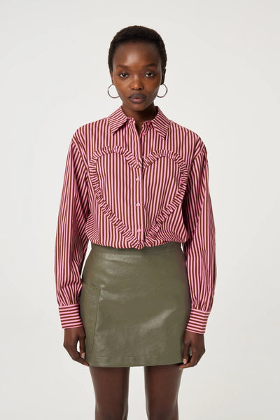 Fabienne Chapot Alex Heart Blouse - Mocha Brown / Petal Pink