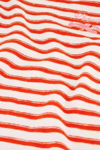 Fabienne Chapot Celina Stripe Top - Cosy White / Tangerine Tango