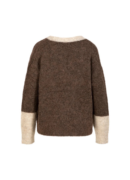 Coster Copenhagen Colour Block V Neck Sweater - Hazel/Sand