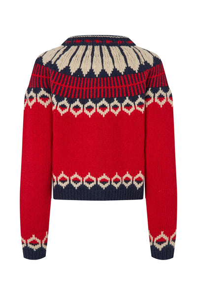 Lolly's Laudry ClareLL Cardigan with Nordic Knit - Red