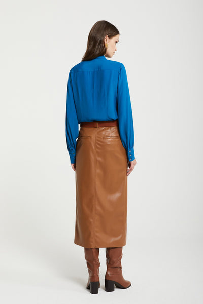 Ottod'Ame Faux Leather Midi Skirt - Cuoio