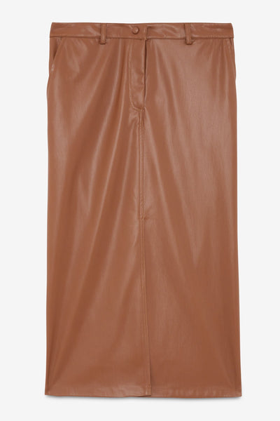 Ottod'Ame Faux Leather Midi Skirt - Cuoio