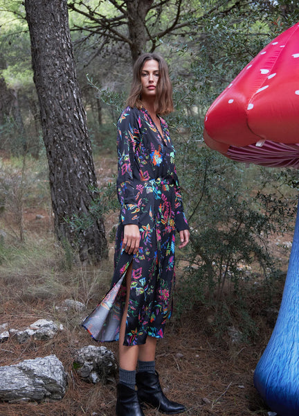 Coster Copenhagen V Neck Belted Dress - Glow Print