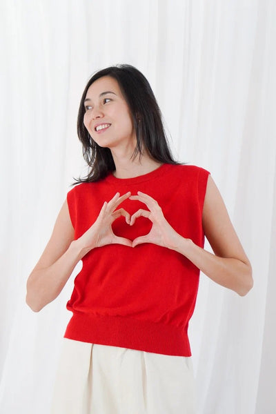 TWNS Durango Sleeveless Round-neck Knit - Red