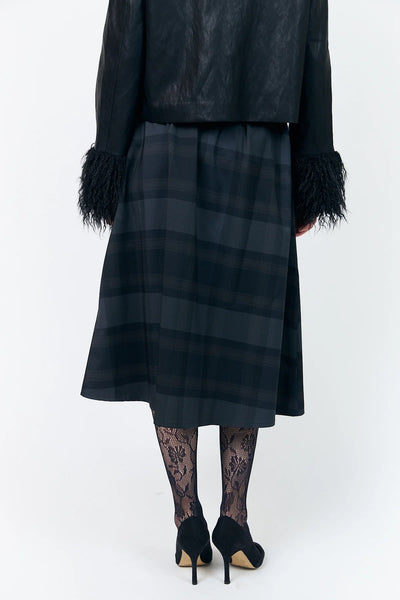 Lollys Laundry EllaLL Check Midi Skirt - Dark Grey