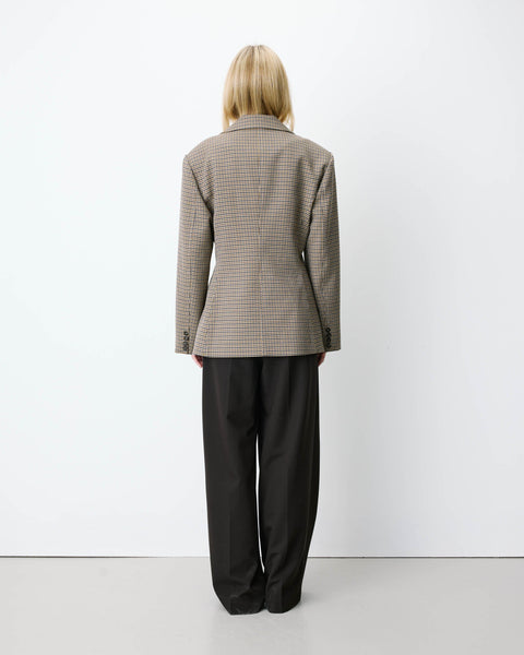 Grace & Mila Almond Tailored Houndstooth Blazer - Beige