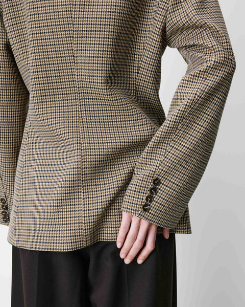 Grace & Mila Almond Tailored Houndstooth Blazer - Beige