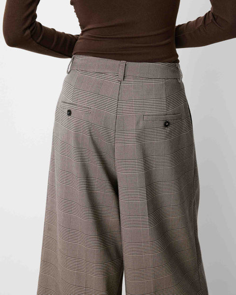 Grace & Mila Arnold Wide Leg Prince Of Wales Culottes - Beige
