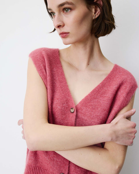 Grace & Mila Nars Sleeveless V-Neck Cardigan - Blush