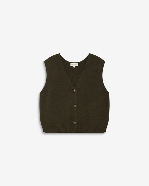 Grace & Mila Nars Sleeveless V-Neck Cardigan - Khaki