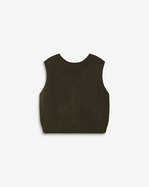Grace & Mila Nars Sleeveless V-Neck Cardigan - Khaki