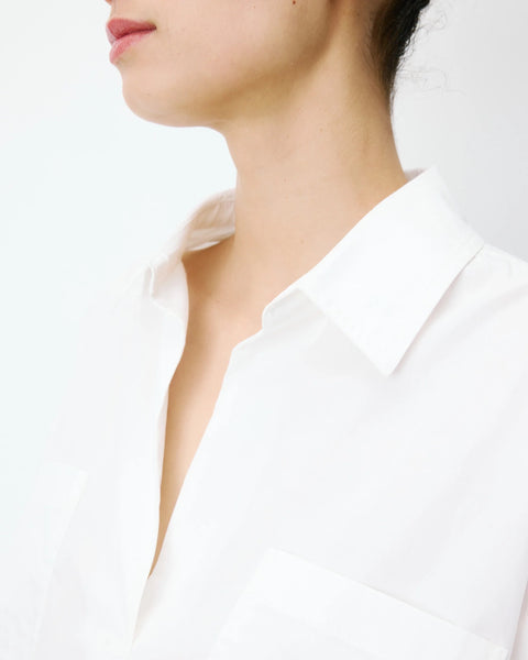 Grace & Mila Ambre Oversized Cotton V-neck Blouse - Ivory