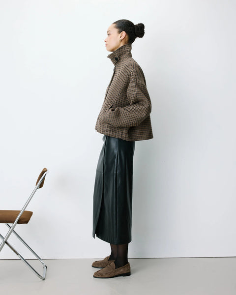 Grace & Mila Arthur Houndstooth Coat - Coffee