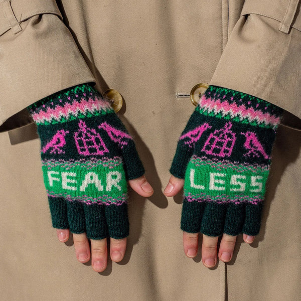 Black & Beech Fearless Fingerless Mittens - Forest Green