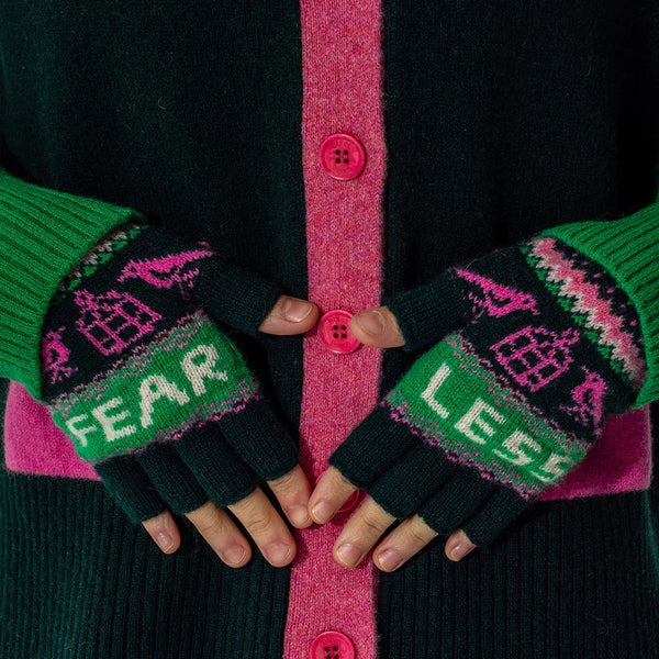 Black & Beech Fearless Fingerless Mittens - Forest Green