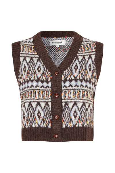 Lollys Laundry FrancescaLL Knitted Vest - Dark Mokka