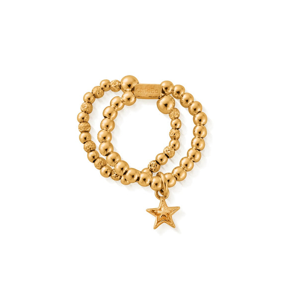 ChloBo Mini Raised Star Double Ring - Gold