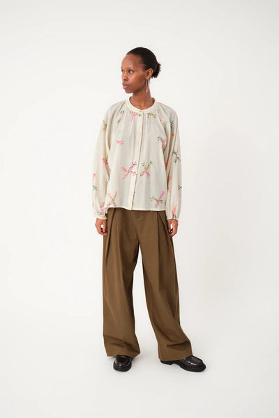 Lollys Laundry HaileyLL Embroidered Shirt - Creme