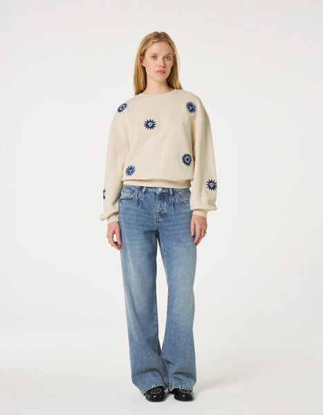 Fabienne Chapot Luna Embroidered Sweatshirt - Oatmeal Melange