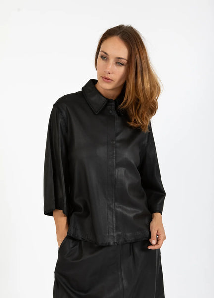 Coster Copenhagen Leather Overshirt - Black