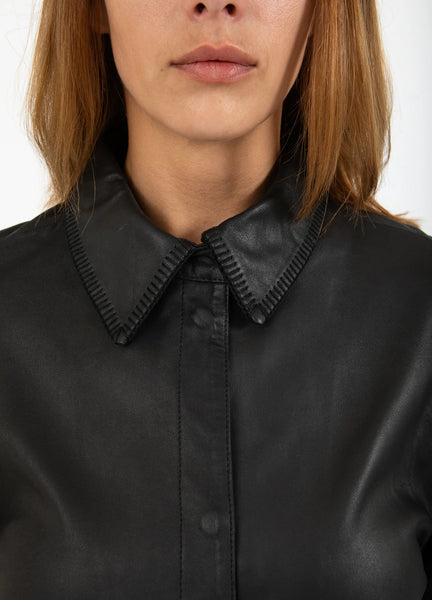 Coster Copenhagen Leather Overshirt - Black