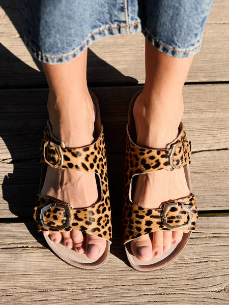 Genuins Gelan Leather Leopard Slider -Leopard